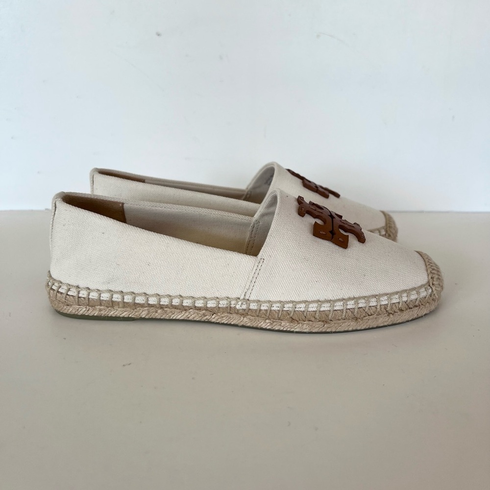 Tory Burch Everly Cotton Canvas Espadrille in Cream Off White Brie/Amber, size 6 - Picture 2 of 12